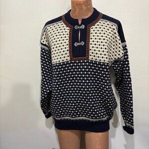 Nordstrikk Mens L Nordic Virgin Wool Metal Clasp Norwegian Pullover Sweater
